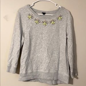 JCrew Grey Jeweled Sweater